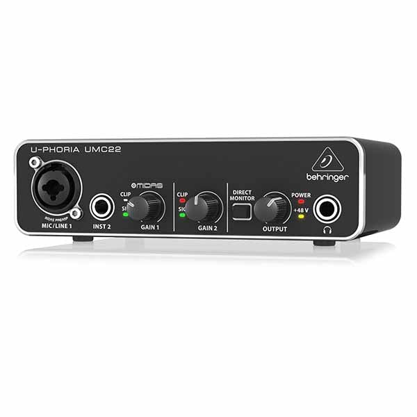 Behringer U-PHORIA UMC22 Audiophile 2x2 USB Audio Interface with MIDAS Mic Preamplifier