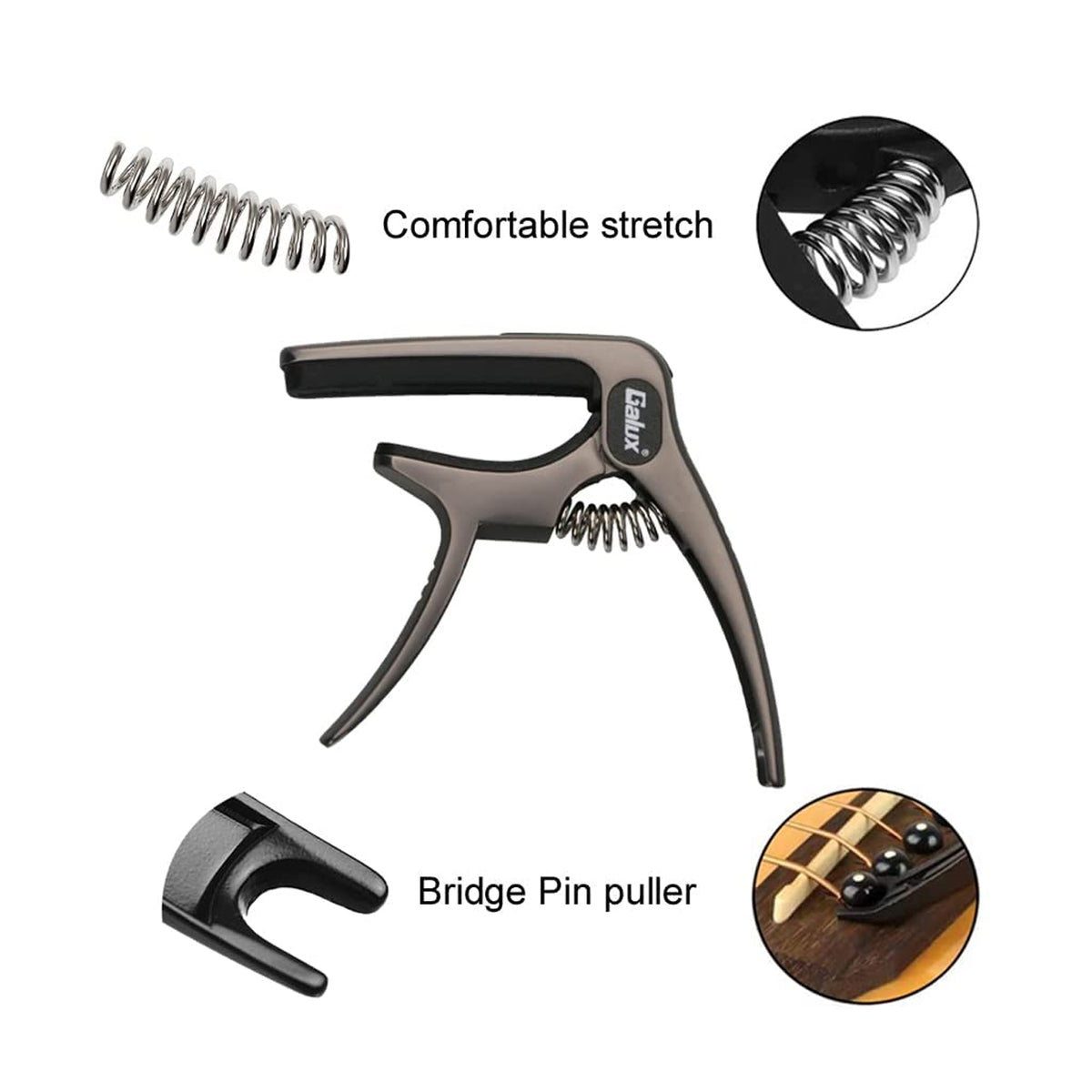 Galux GC-501A Guitar Capo - Brushed Gun