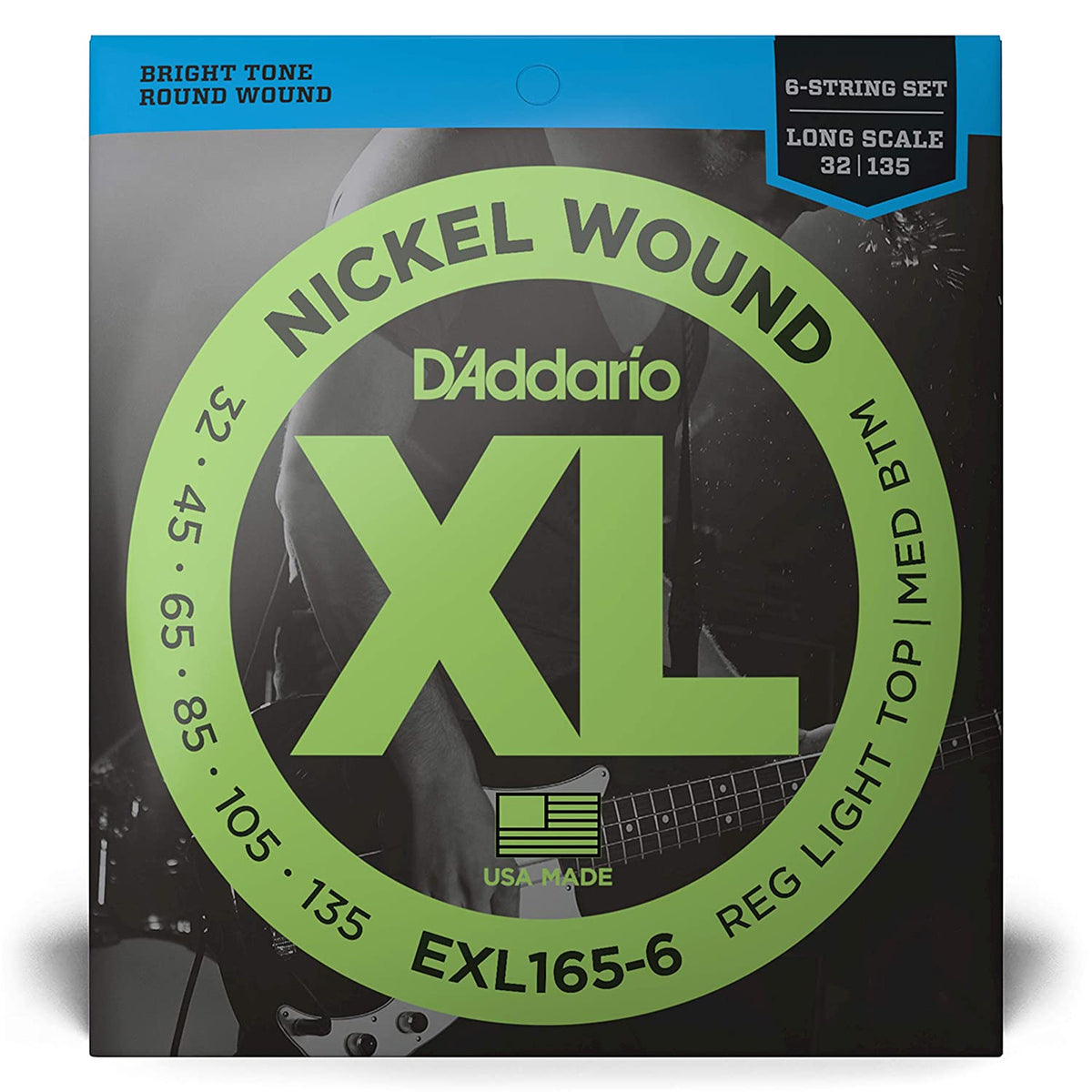 D'Addario EXL165-6 32-135 Regular Light Top/Medium Bottom Long Scale 6-String Bass Strings