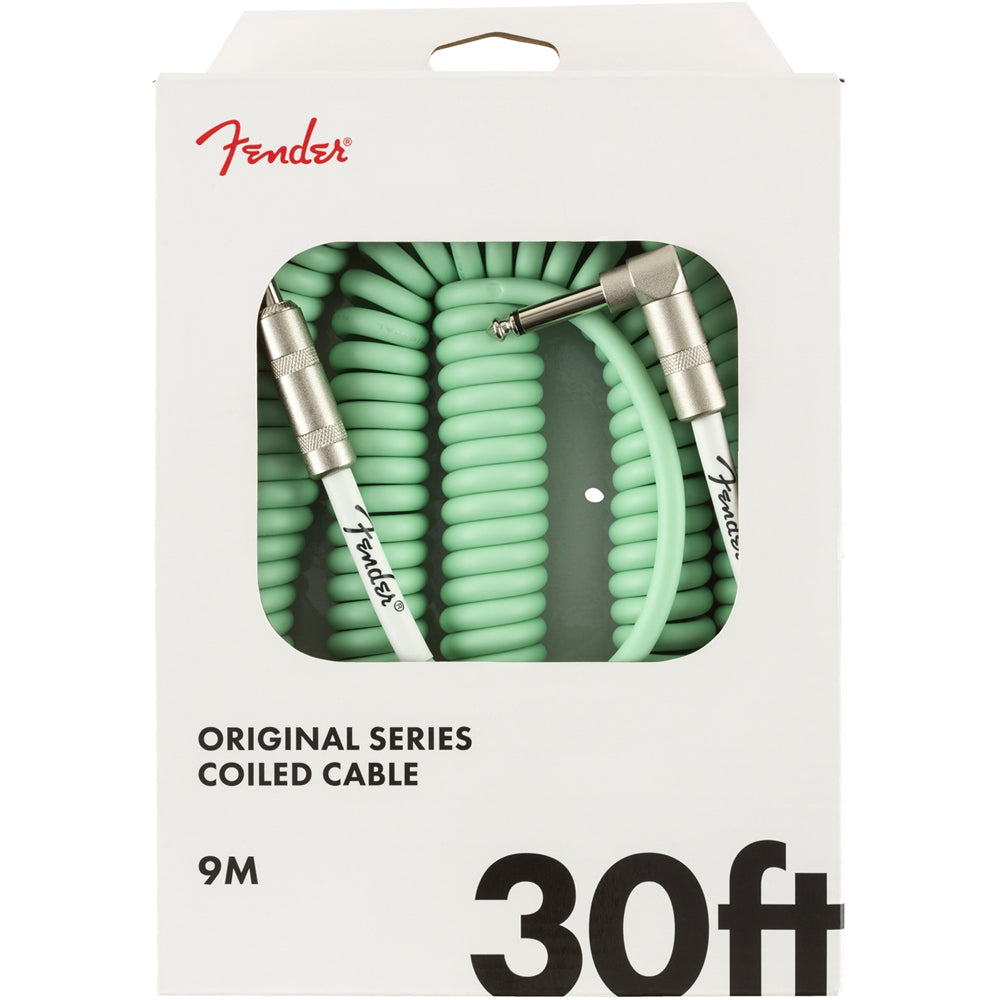 Fender ORIGINAL SERIES COIL INSTRUMENT CABLES- Straight to Angled 30ft- Surf Green