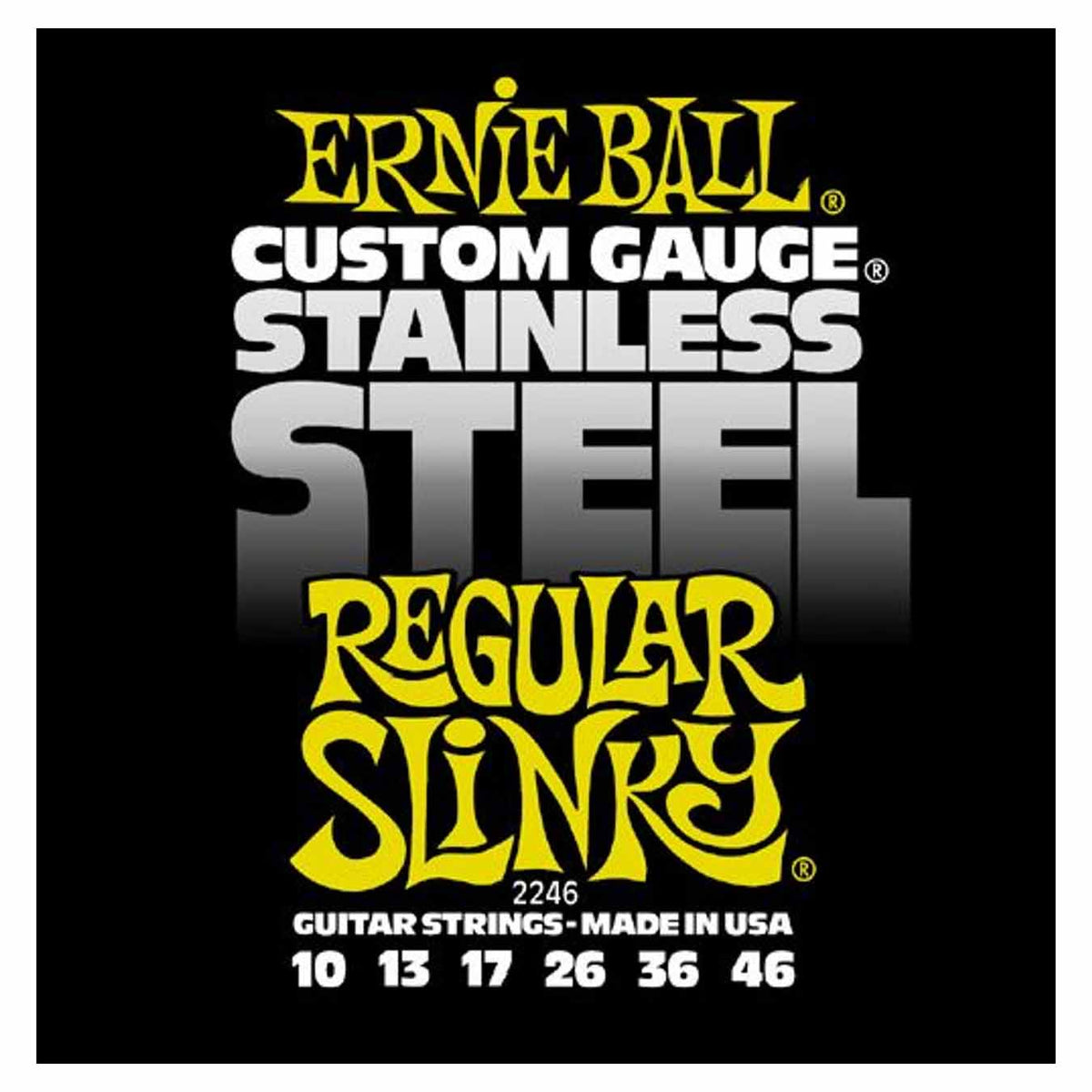 Ernie Ball 2246 Stainless Steel Regular Slinky Electric Guitar Strings 10 to 46