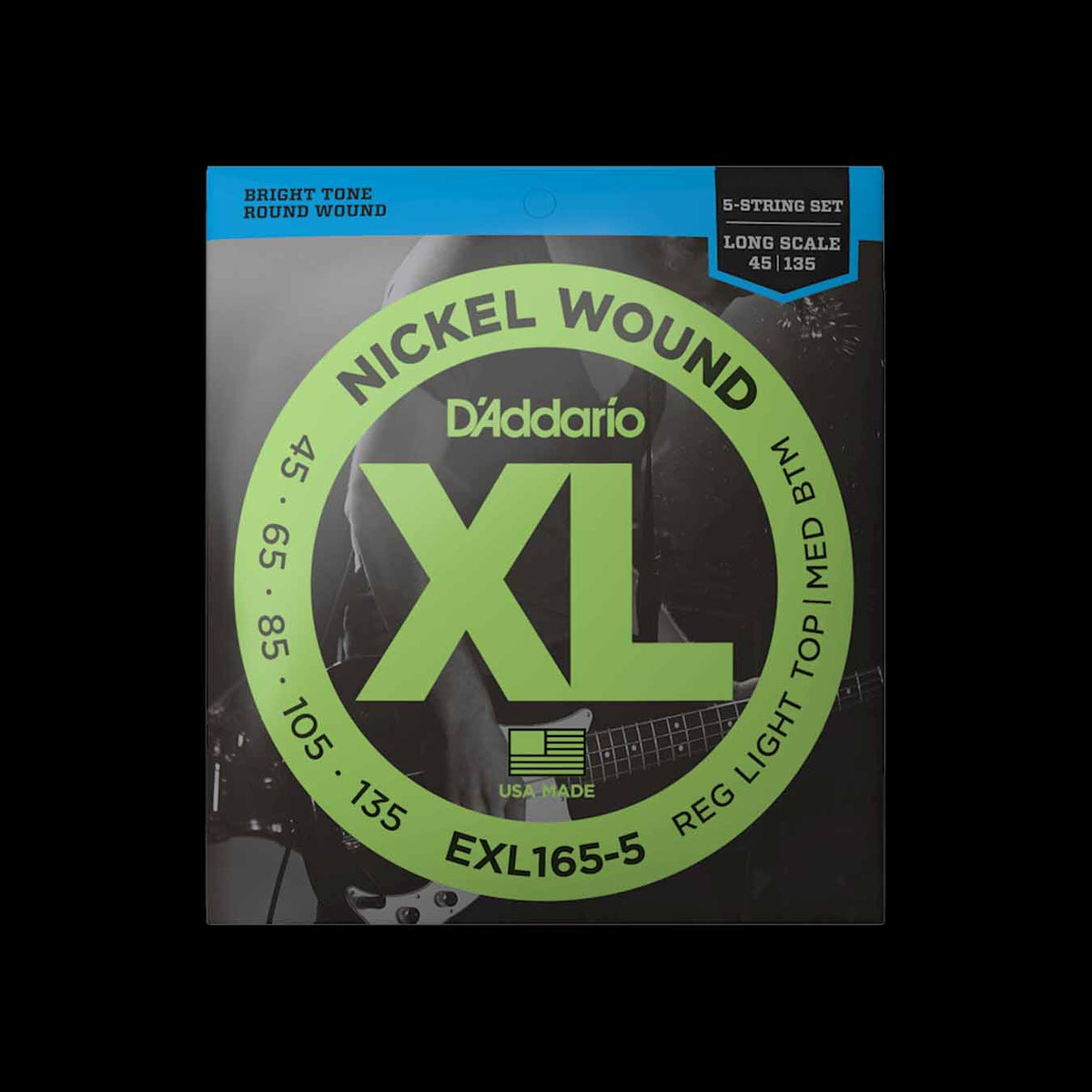 D'Addario EXL165-5 45-135 5-String Nickel Wound Custom Light Long Scale Bass Guitar Strings
