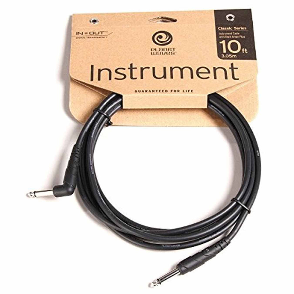 Planet Waves PW-CGTRA-10 D'Addario Classic Series Instrument Cable, Right Angle Plug , 10 feet