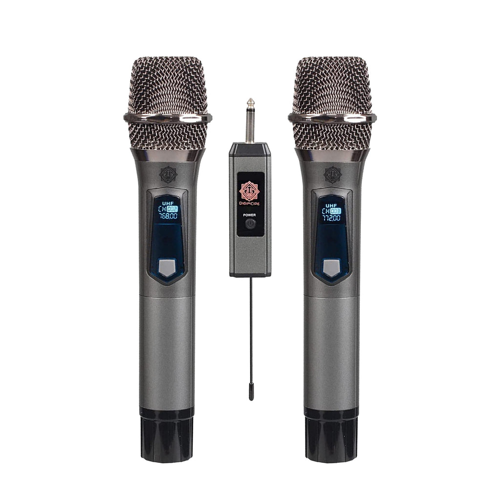 DIGIMORE D-350 Wireless Microphone Metal Dual Handheld Dynamic Microphone Dual Professional Cordless Dynamic Microphone Syste