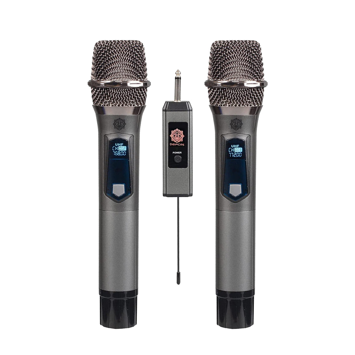 DIGIMORE D-350 Wireless Microphone Metal Dual Handheld Dynamic Microphone Dual Professional Cordless Dynamic Microphone Syste