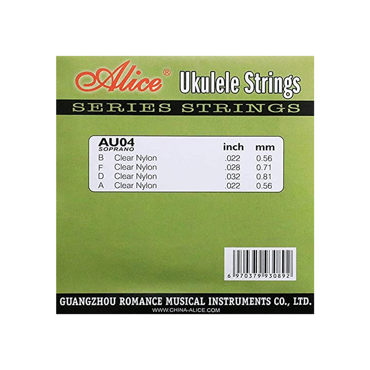 Alice AU04 Ukulele Transparent Nylon String Set