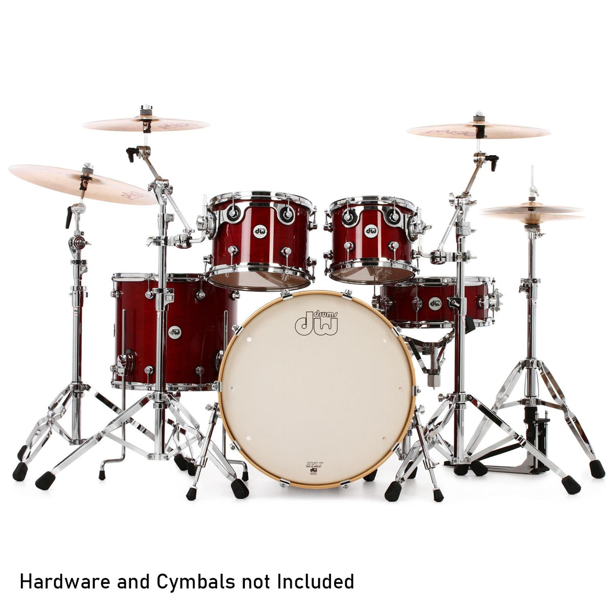 DW Design Series 5-piece BD22 Shell Pack- Cherry Stain- DDLG2215CS with Tom Clamp (DWSM991 x 2)