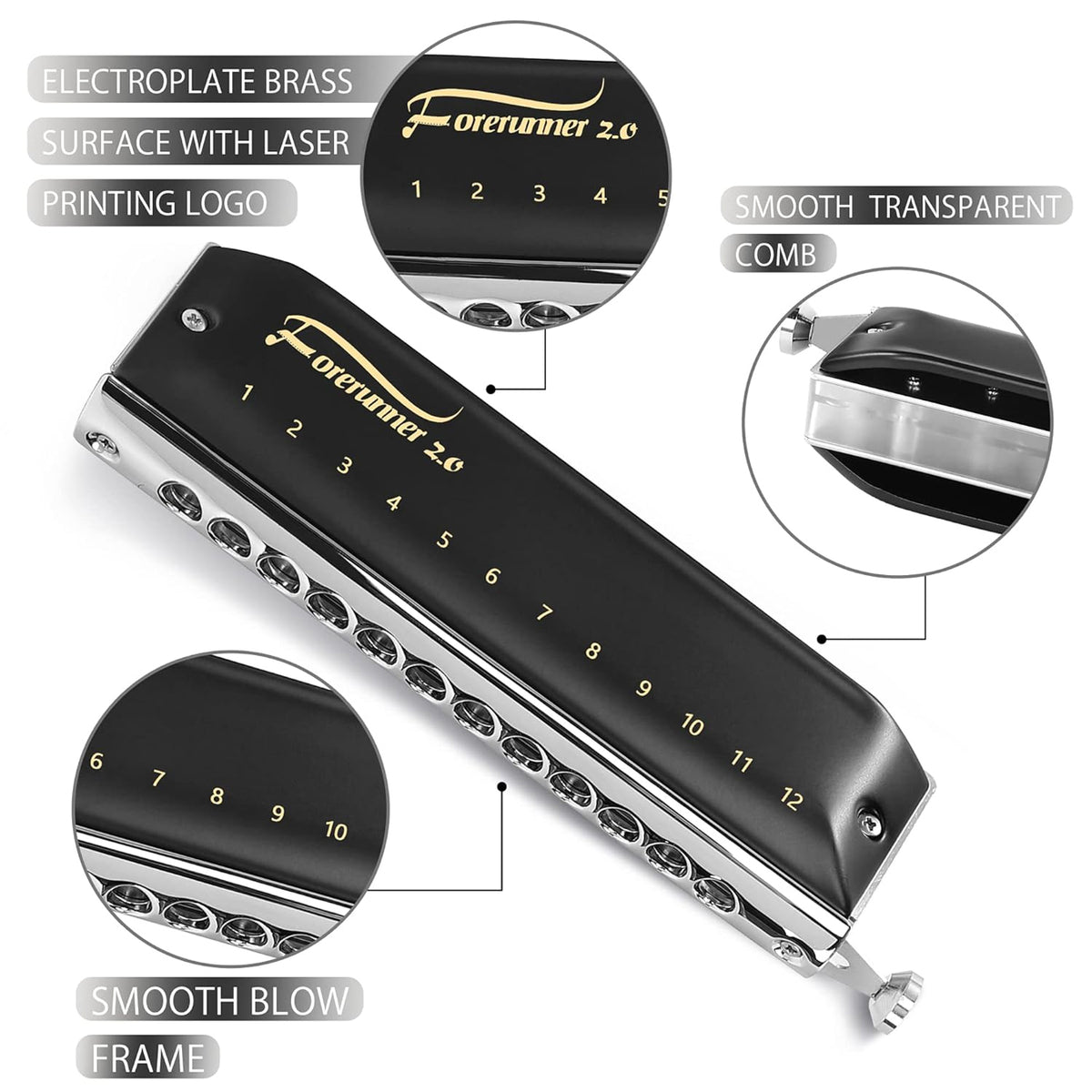EASTTOP FORERUNNER 2.0 CHROMATIC HARMONICA T1248NV 2.0 - KEY A