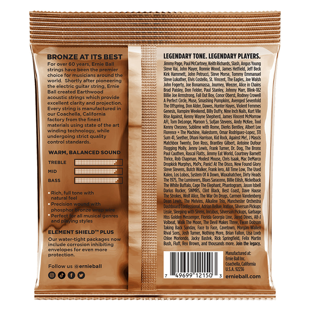 Ernie Ball 2150 EXTRA LIGHT EARTHWOOD PHOSPHOR BRONZE ACOUSTIC GUITAR STRINGS 10-50 GAUGE