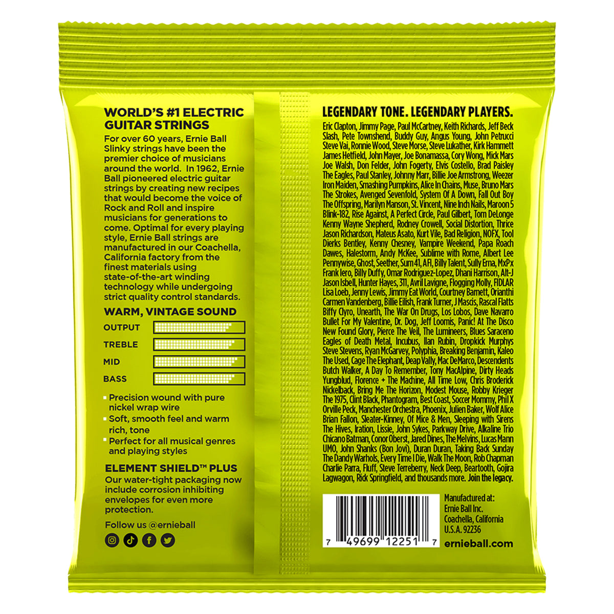 Ernie Ball REGULAR SLINKY CLASSIC ROCK N ROLL PURE NICKEL WRAP ELECTRIC GUITAR STRINGS 10-46 GAUGE
