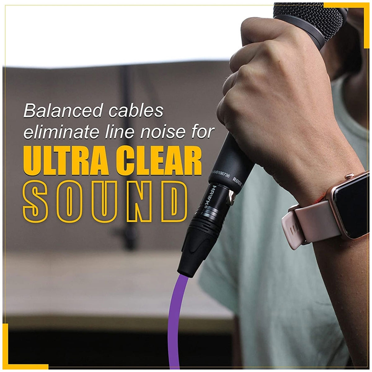 HAWK SXFG-010PRP GOLD SERIES XLR MALE TO XLR FEMALE WITH CABLE TIE – 3 METER PURPLE