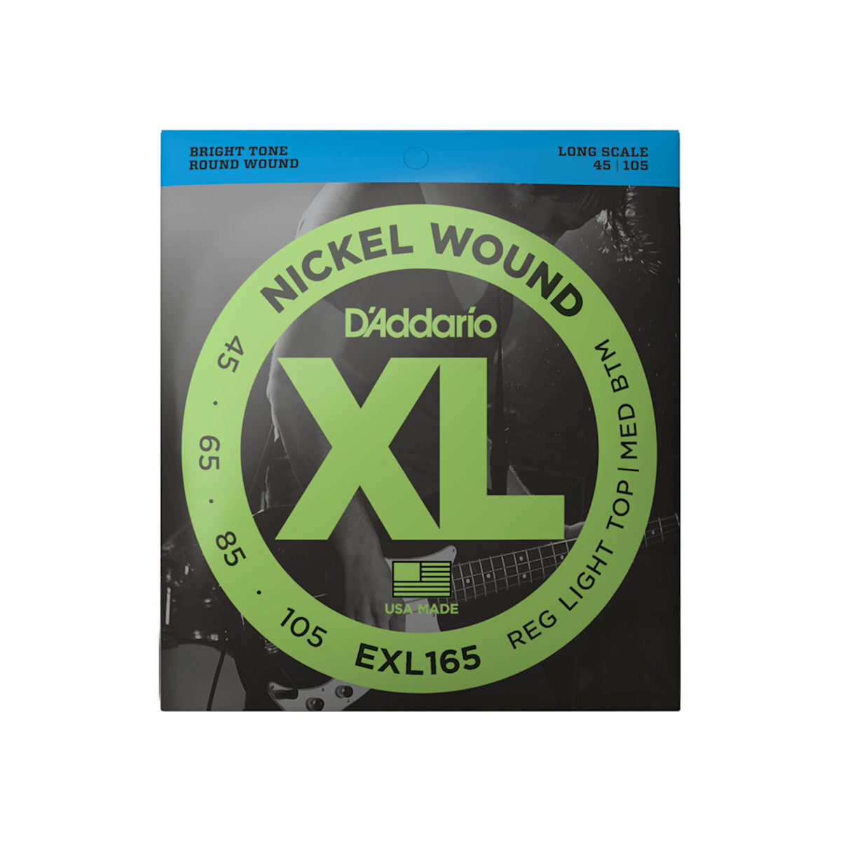 D'Addario EXL165 Nickel Wound 45-105 Custom Light Bass Guitar Strings