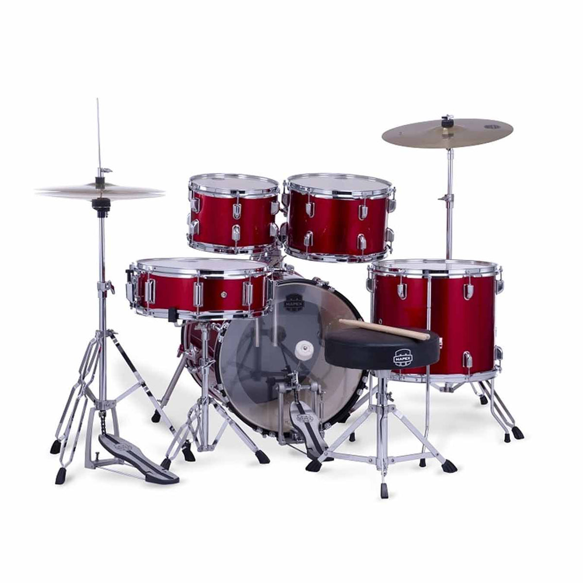 Mapex CM5295FTCDK Comet 5 pcs Hybrid Drum Set with Hardware Throne & Cymbals - Infra Red