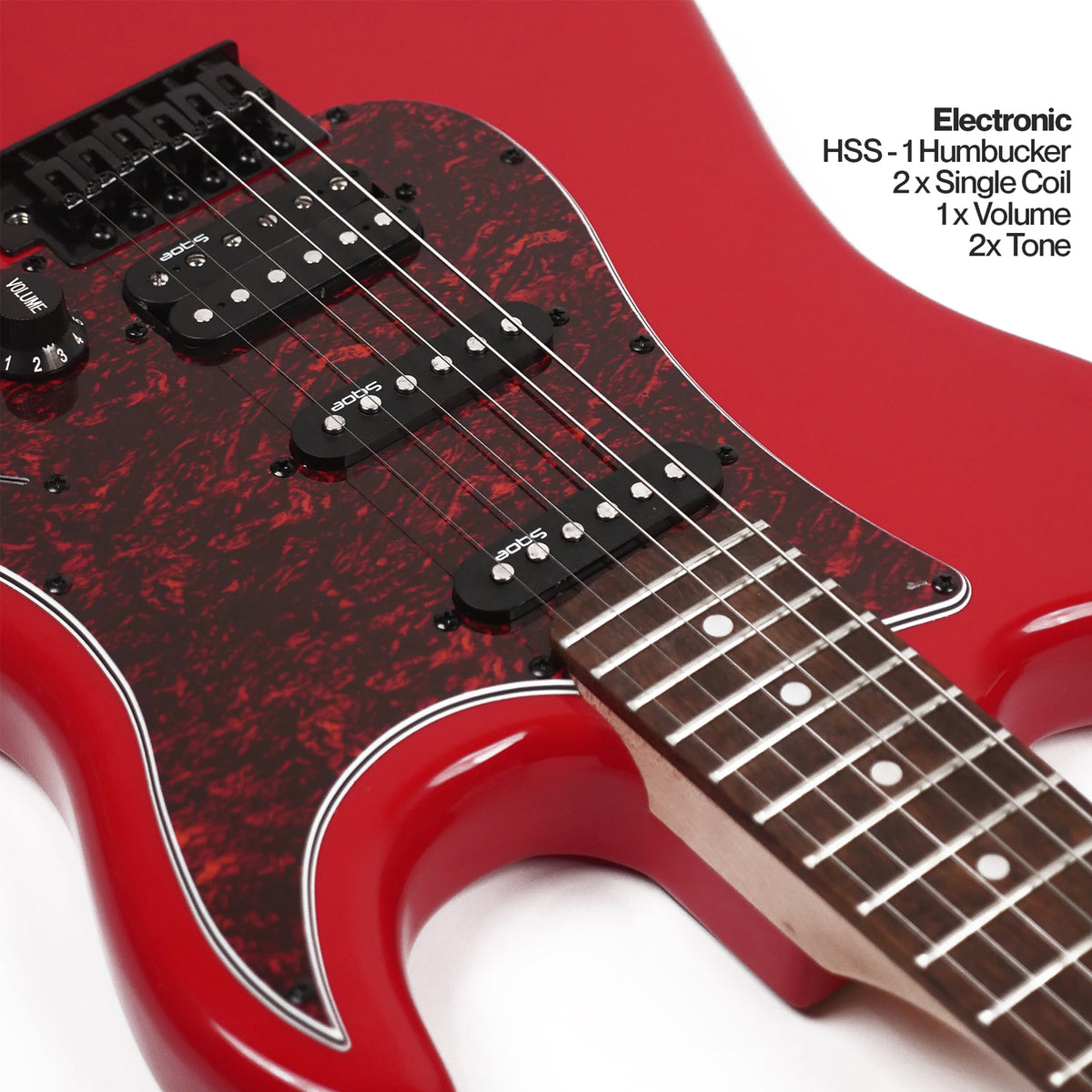 SQOE SEST230 HSS Electric Guitar - Red