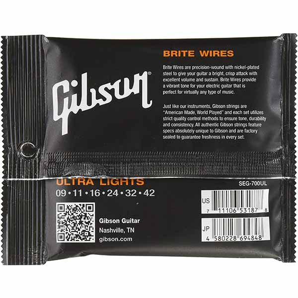 Gibson SEG 700UL Ultra Light Electric guitar Strings.
