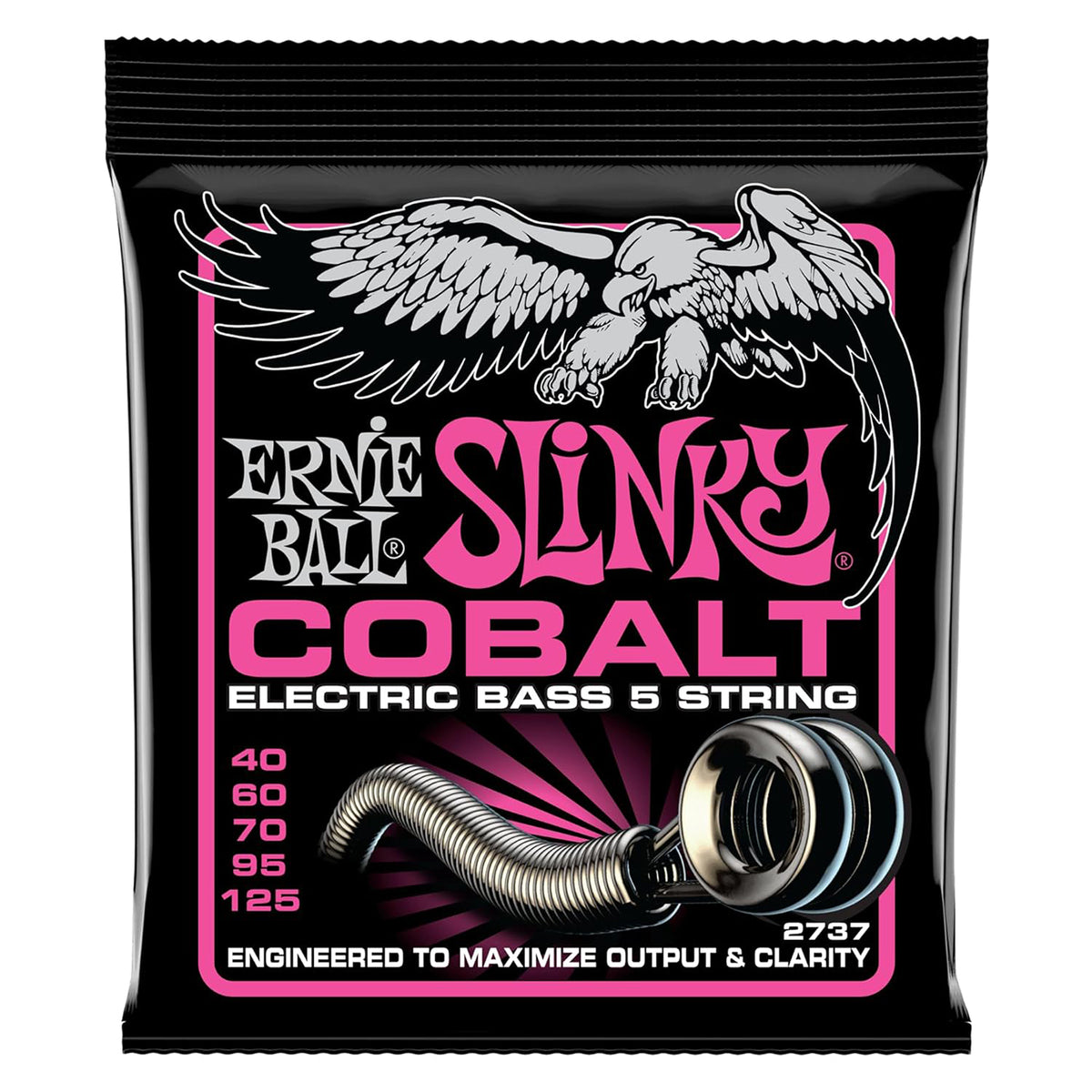 Ernie ball 2737 Super Slinky Cobalt Electric Bass Guitar Strings - .040-.125 5-string
