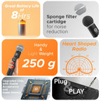 DIGIMORE UHF Dual Wireless Microphone System | 200ft Range | Balanced XLR Outs | 12Hrs Battery Life | Type-C Charging | Perfe