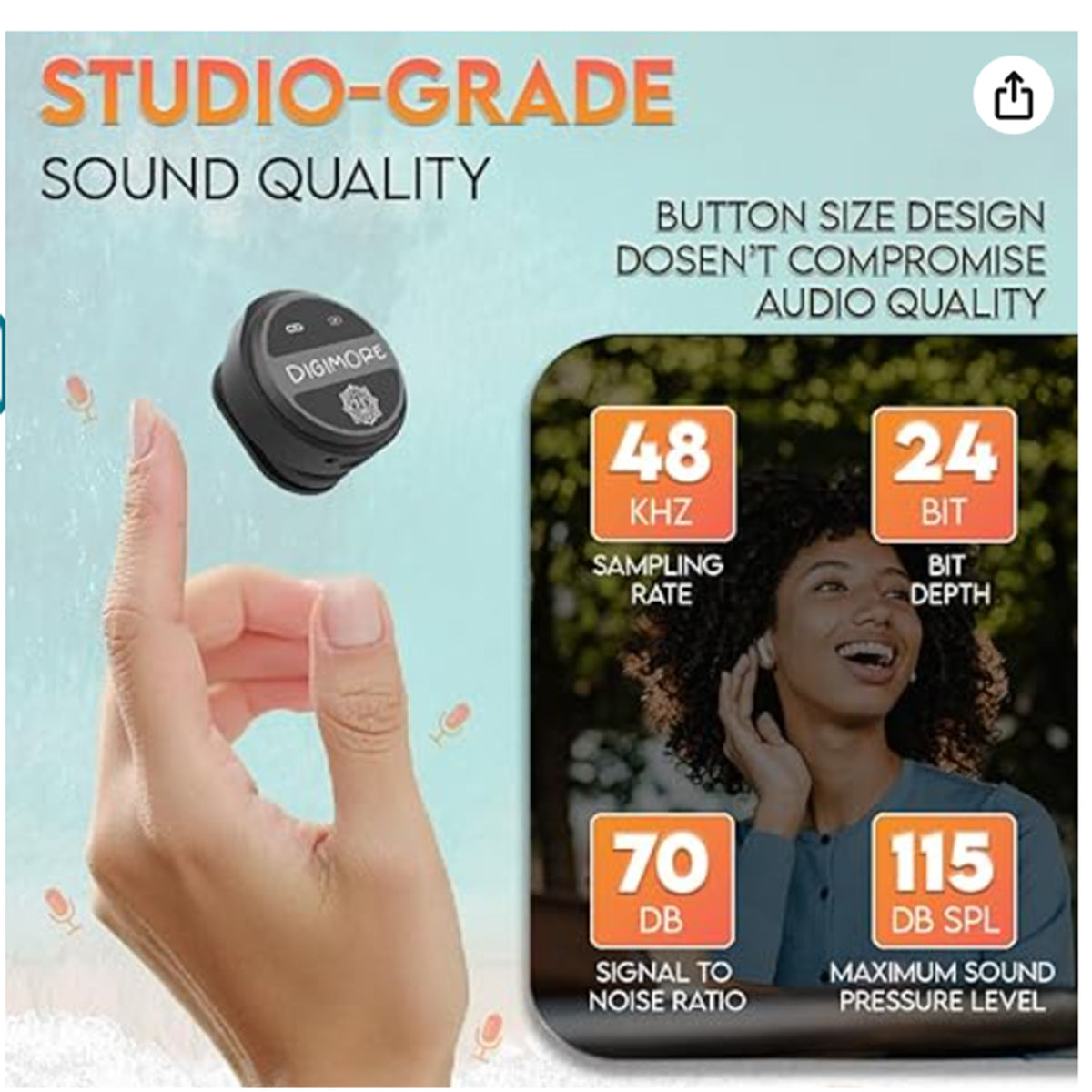 DIGIMORE Wireless Microphone for Youtubers | Collar Mic for iPhones D-460