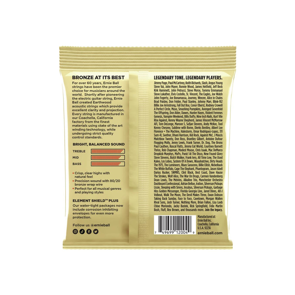 Ernie Ball Acoustic Guitar Strings Earthwood 80/20 Bronze Light .011-.052 EBL2004