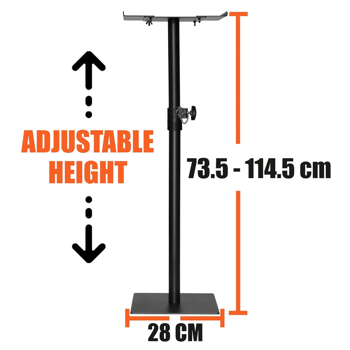 Softline Pro SP 802 HV Heavy Duty Studio Monitor Stand with Wide Variable Top Plate Square Base (Set of 2)
