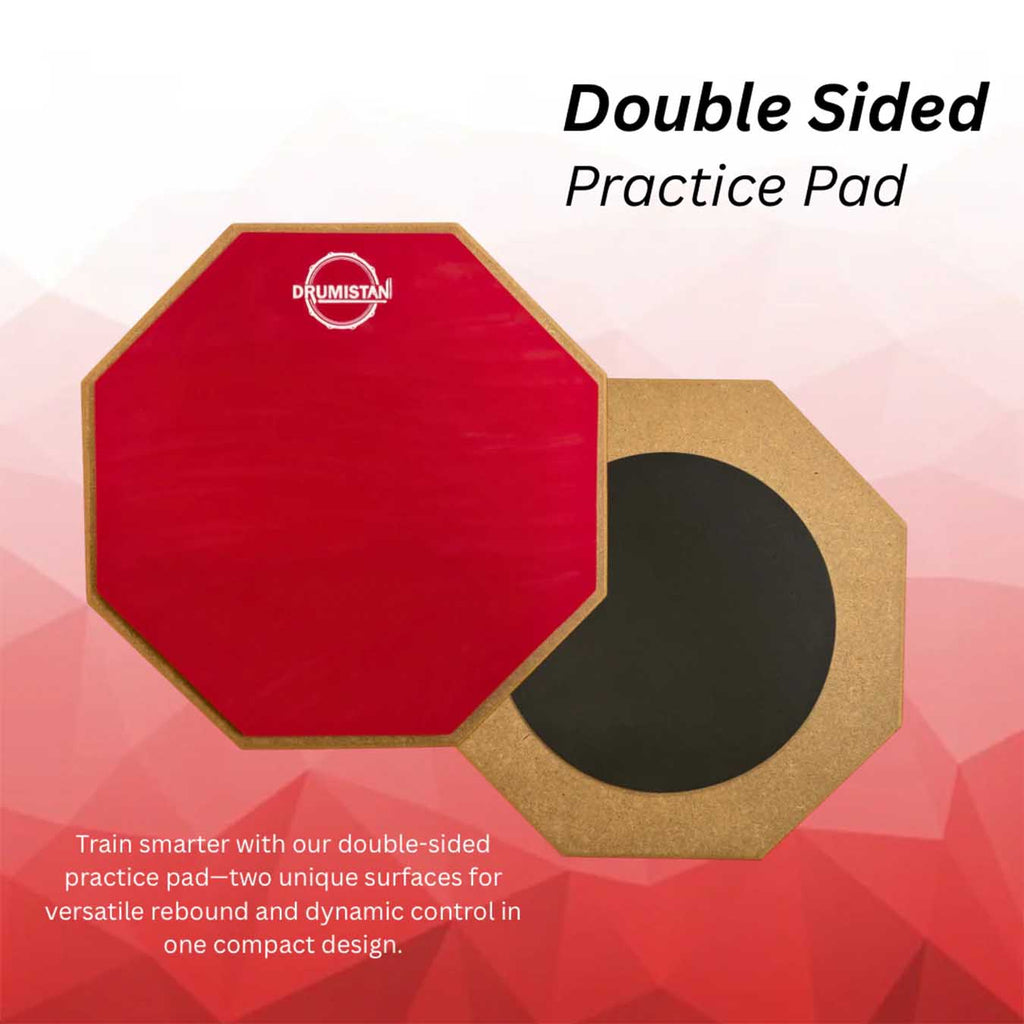 Drumistan Percussion Real Rebound Drum Practice Pad, 12.5 inches, (Red Colour)