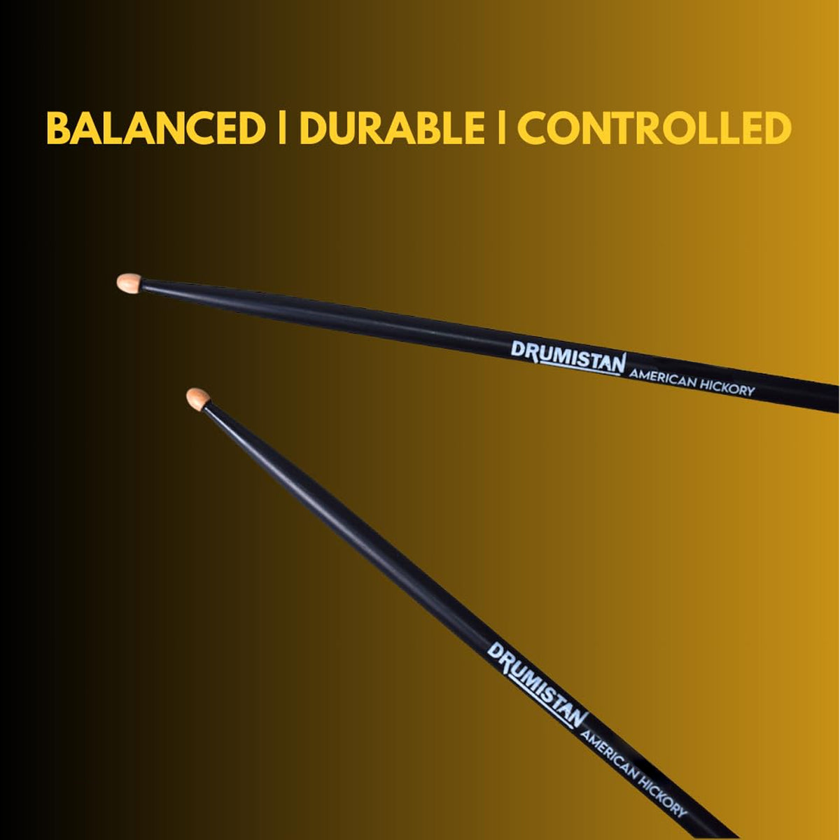 Drumistan Coloured American Hickory Drum Sticks 7A - Black