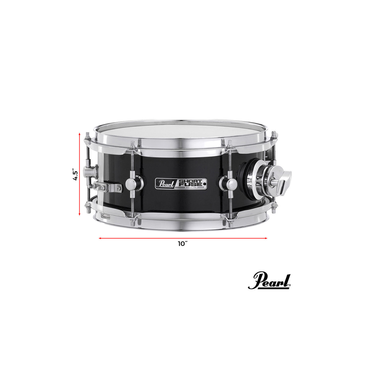Pearl SFS10/C 4.5 x 10 inch Short Fuse Snare Drum - Jet Black