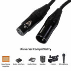 Hawk SXFG066 Gold Series XLR Male to XLR Female Balanced Mic Cable with Hawk Connectors, 20 meters length, Black Colour with 