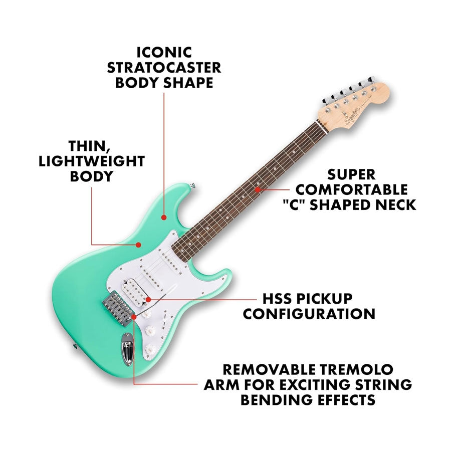 Fender Debut Series Stratocaster HSS Laurel WPG Electric Guitar 0379610549 - Sea Foam Green