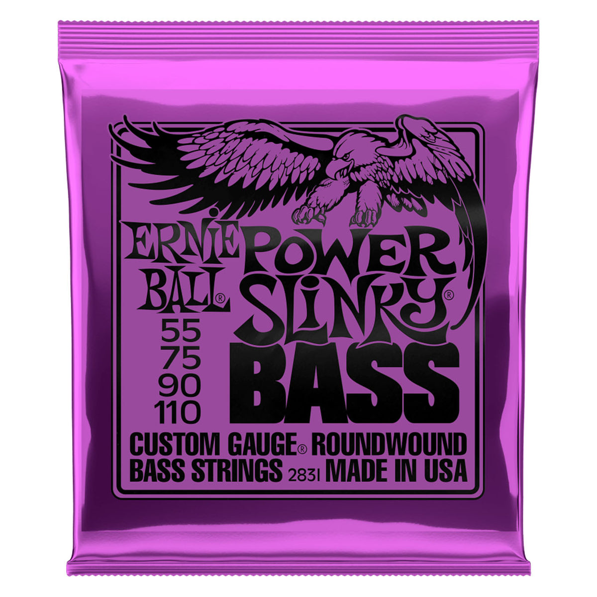 Ernie Ball 2831 Power Slinky Nickel Wound Electric Bass Guitar Strings - .055-.110