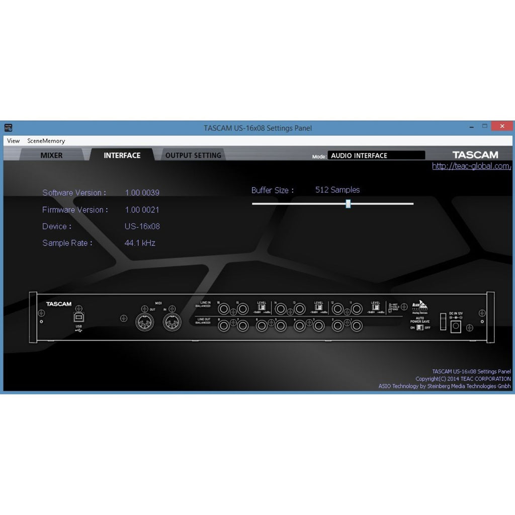 Tascam US-16x08 16-input Audio Interface
