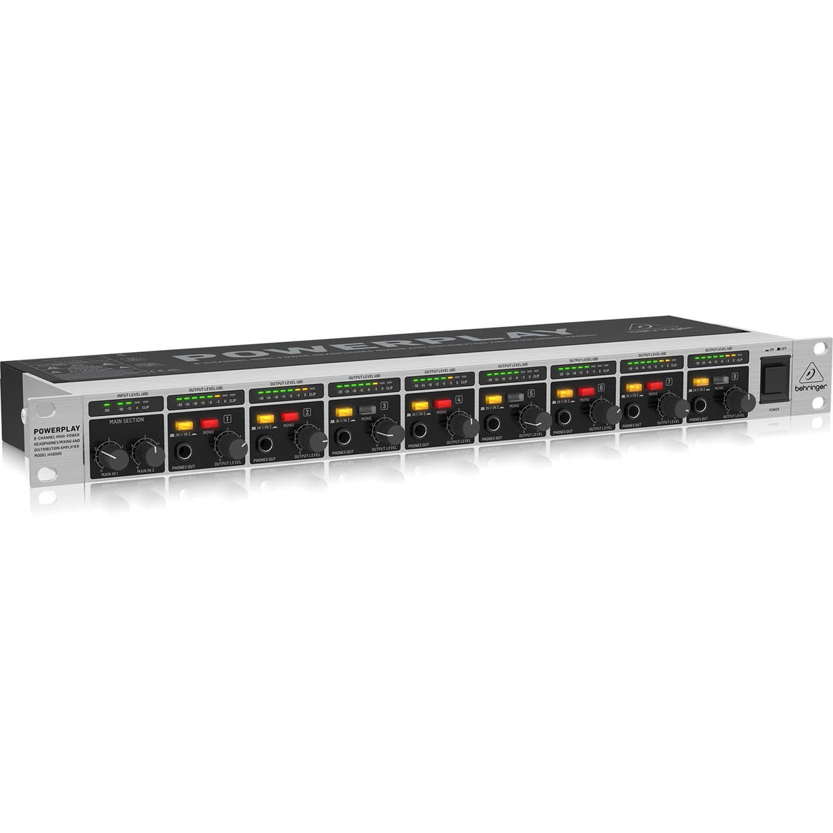 Behringer HA8000 V2 8-Channel High-Power Headphones Mixing and Distribution Amplifier