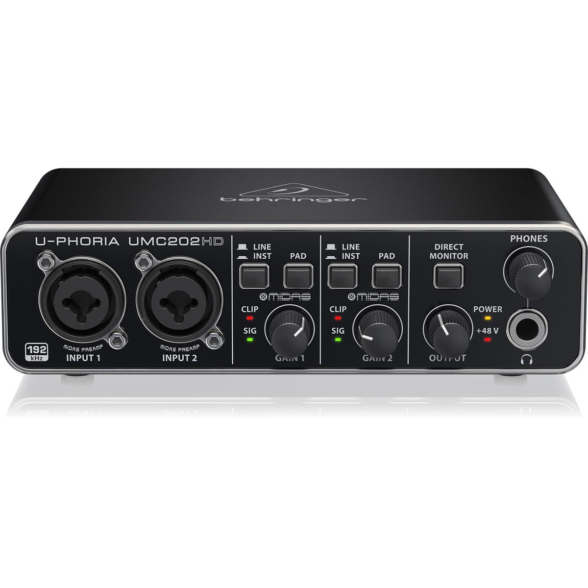 Behringer UMC202HD Audiophile 2x2 24-Bit/192 kHz USB Audio Interface with Midas Mic Preamplifiers