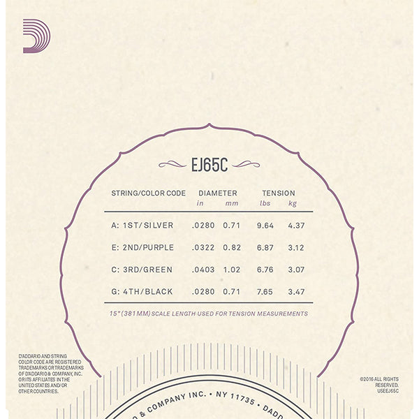 D'Addario EJ65C Pro-Arté Custom Extruded NylonUkulele Strings