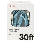 Fender Original Series Coil Cable Straight-Angle 30' Daphne Blue 0990823006