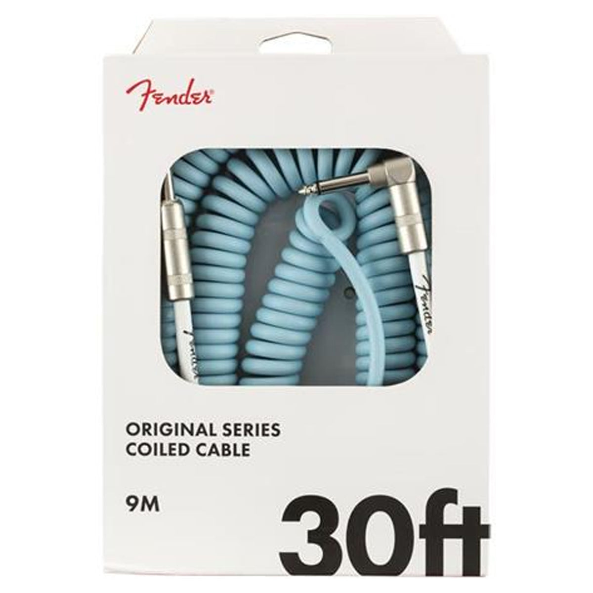 Fender Original Series Coil Cable Straight-Angle 30' Daphne Blue 0990823006