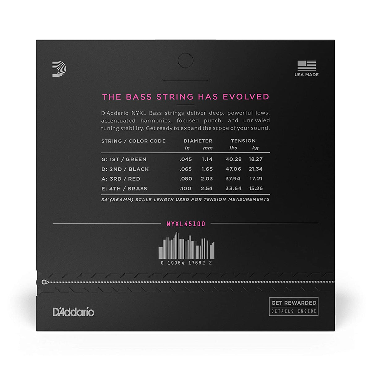 D'Addario NYXL45100 Regular Light Long Scale Bass Strings Set- 45-100