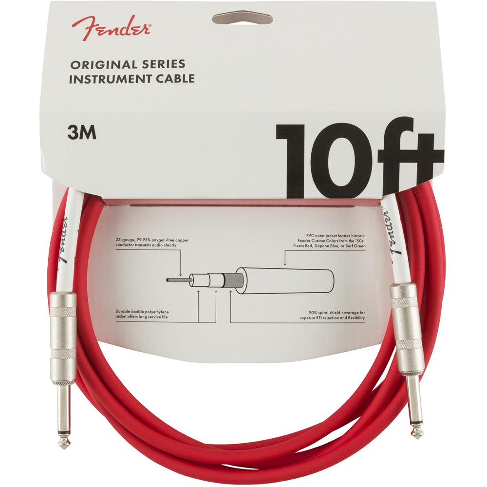 Fender Original Series Straight to Straight Instrument Cable - 10ft Fiesta Red