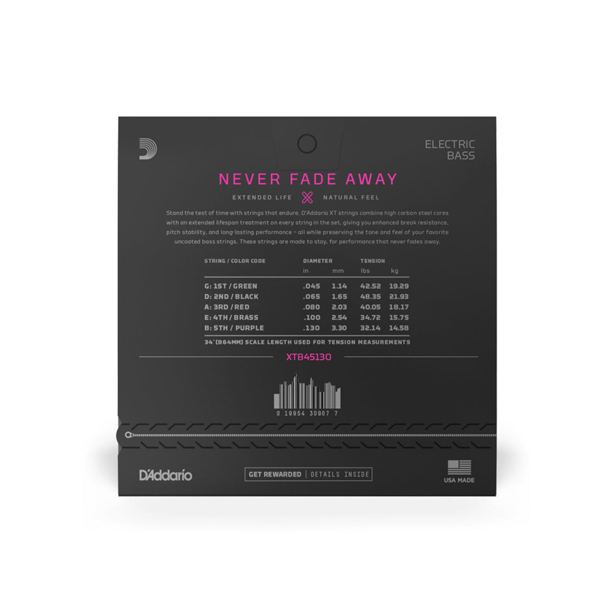 Daddario XTB45130 Regular Light Long Scale Coated 5-String Bass Strings