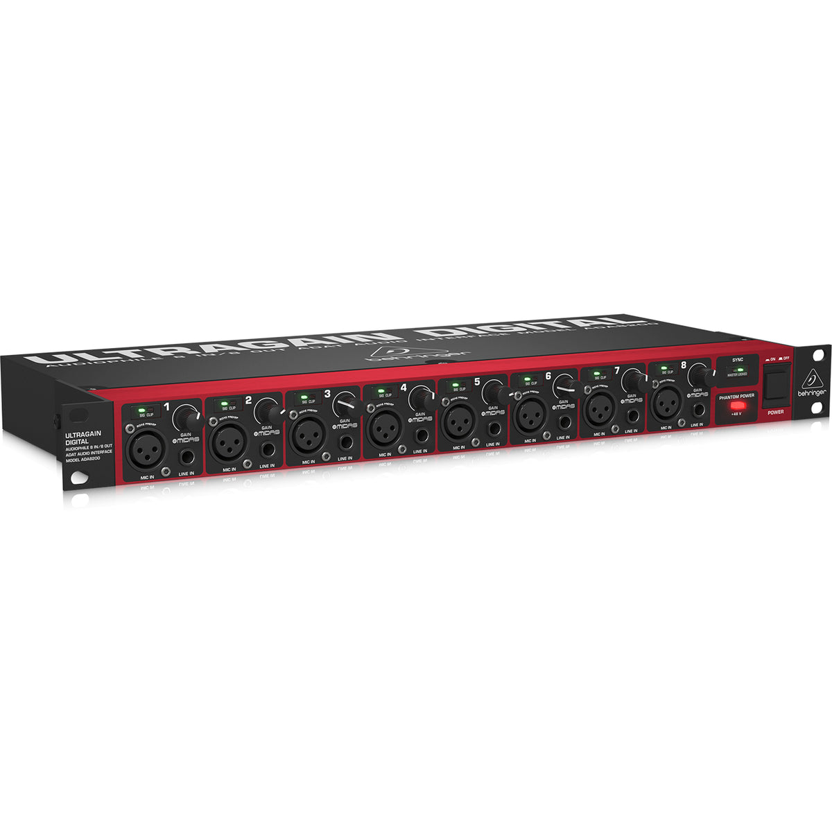 Behringer ADA8200 Audiophile 8 In/8 Out ADAT Audio Interface with Midas Mic Preamplifiers