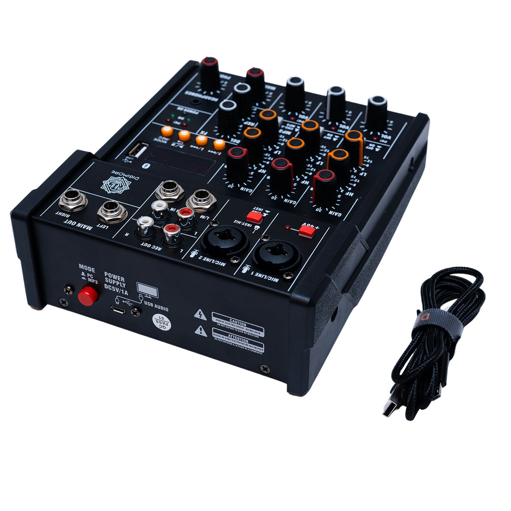 Digimore D-200 4-Channel Audio Mixer with 48V Phantom Power