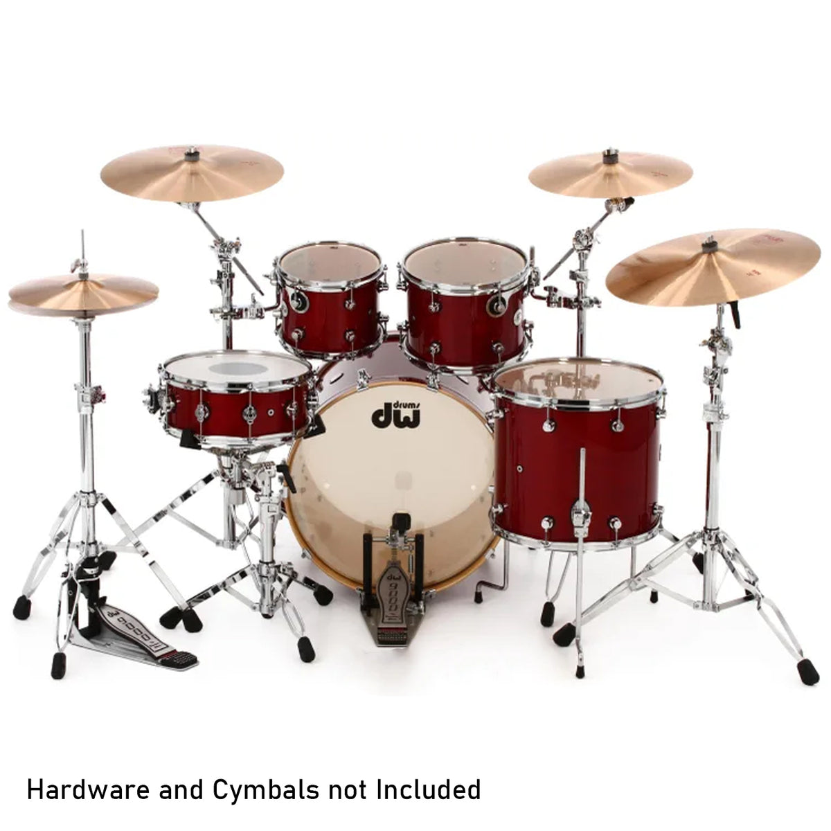DW Design Series 5-piece BD22 Shell Pack- Cherry Stain- DDLG2215CS with Tom Clamp (DWSM991 x 2)