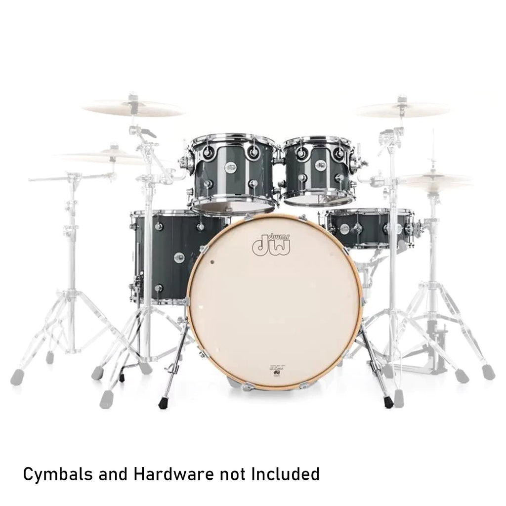 DW Design Series 5-piece BD22 Shell Pack- Steel Gray - DDLG2215SG with Tom Clamp (DWSM991 x 2)
