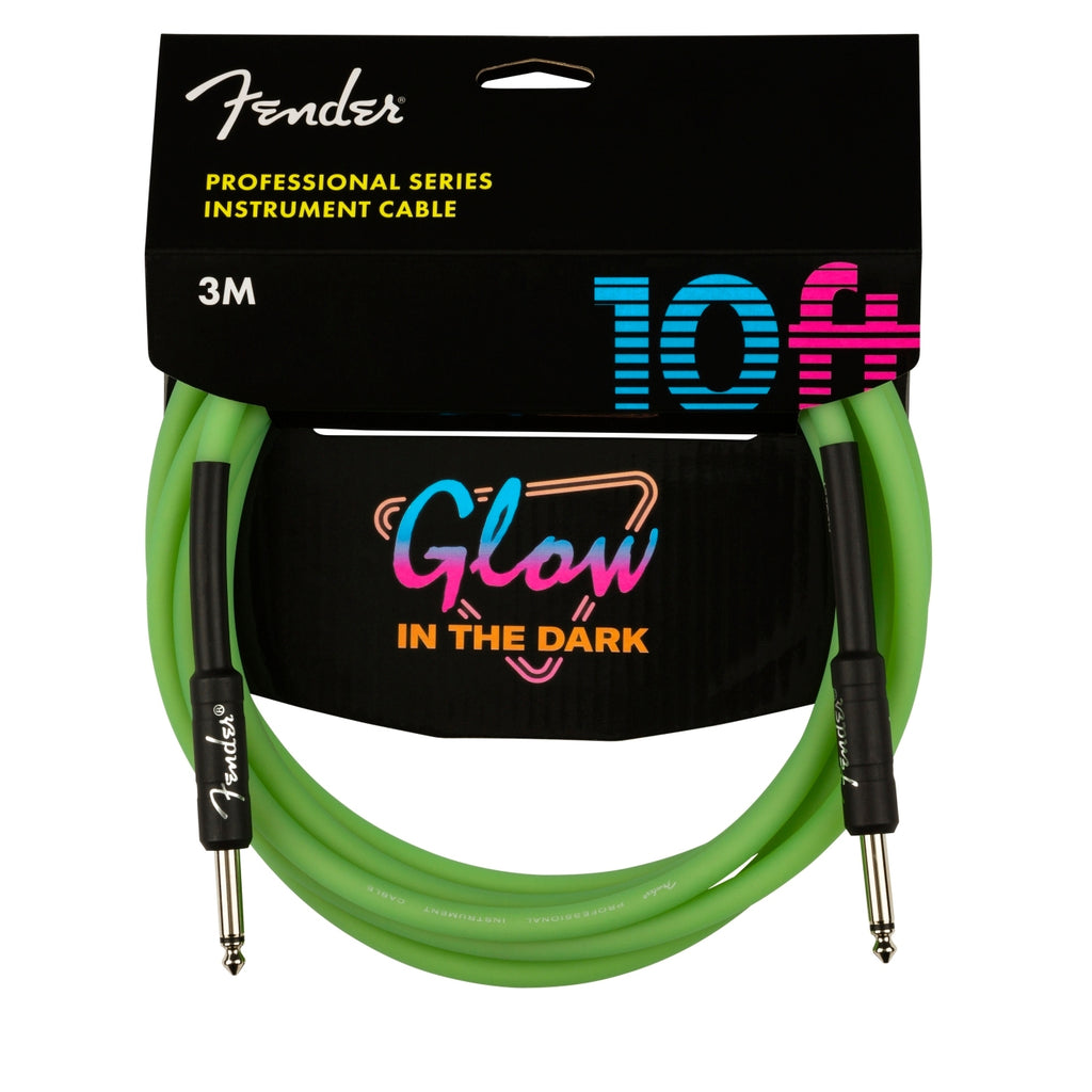 Fender PROFESSIONAL SERIES GLOW IN THE DARK CABLES - 3m - Green