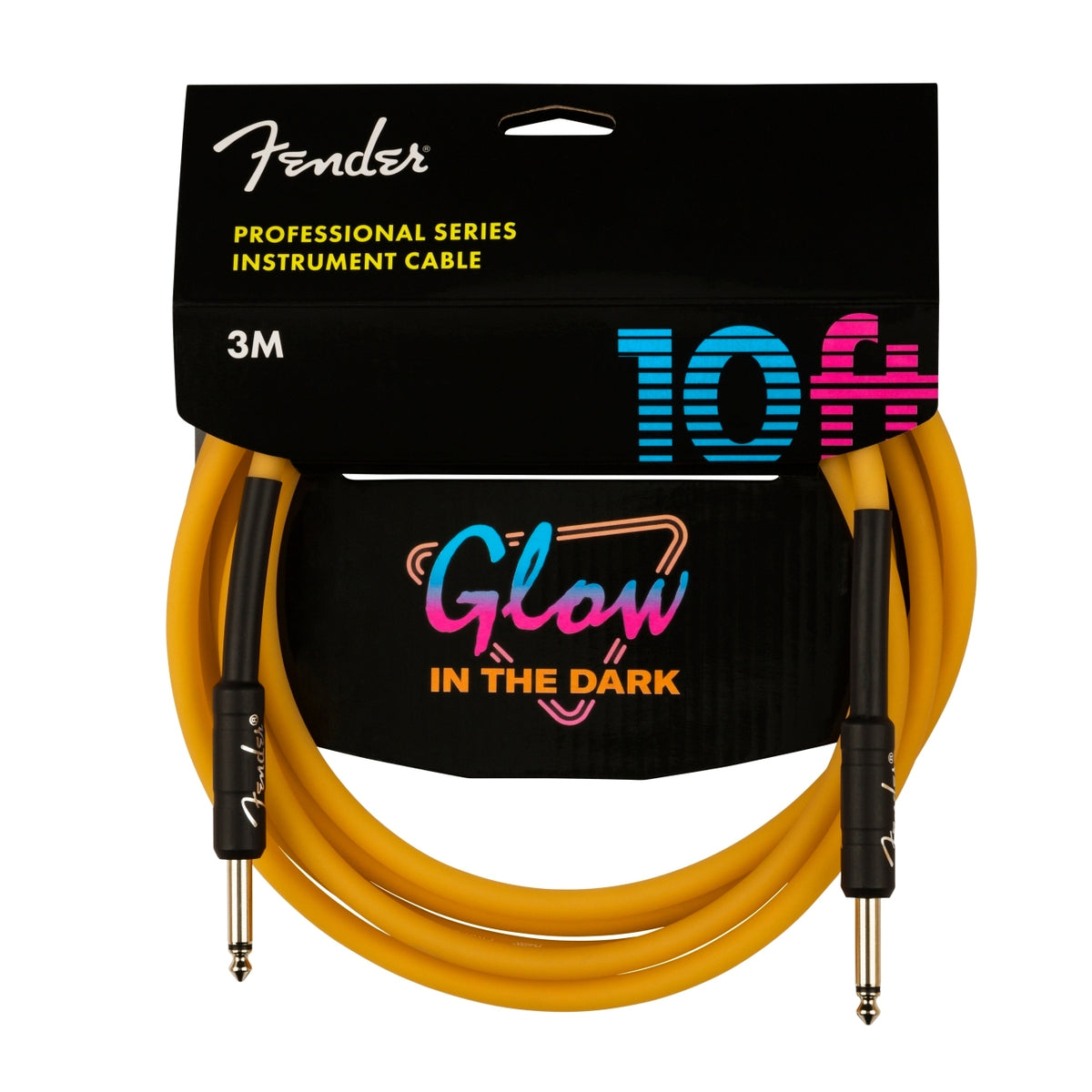 Fender PROFESSIONAL SERIES GLOW IN THE DARK CABLES - 3m - Orange