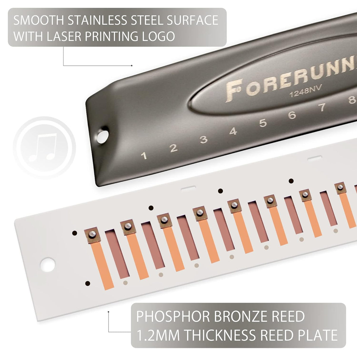 EASTTOP FORERUNNER CHROMATIC HARMONICA T1248NV - KEY C