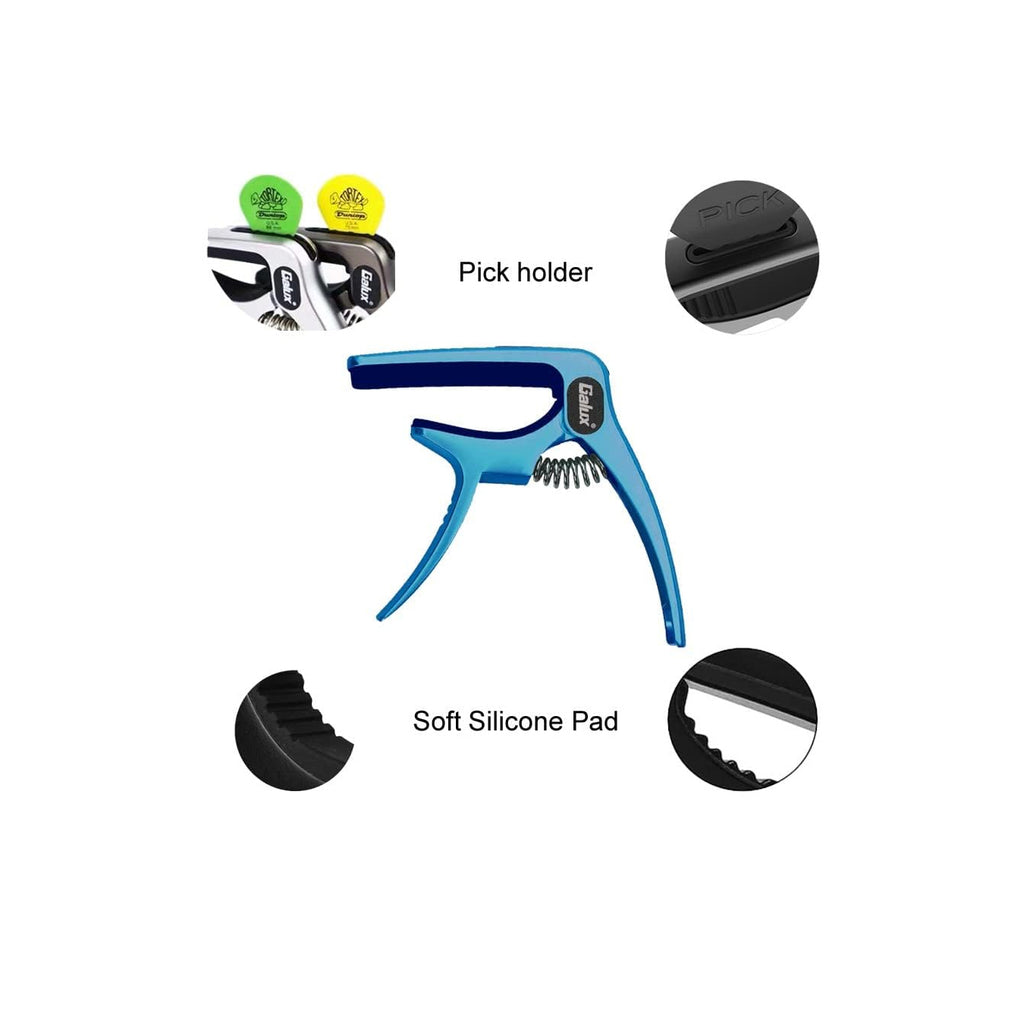Galux GC-501A 3in1 Zinc Metal Capo for Acoustic and Electric Guitar ( Blue )