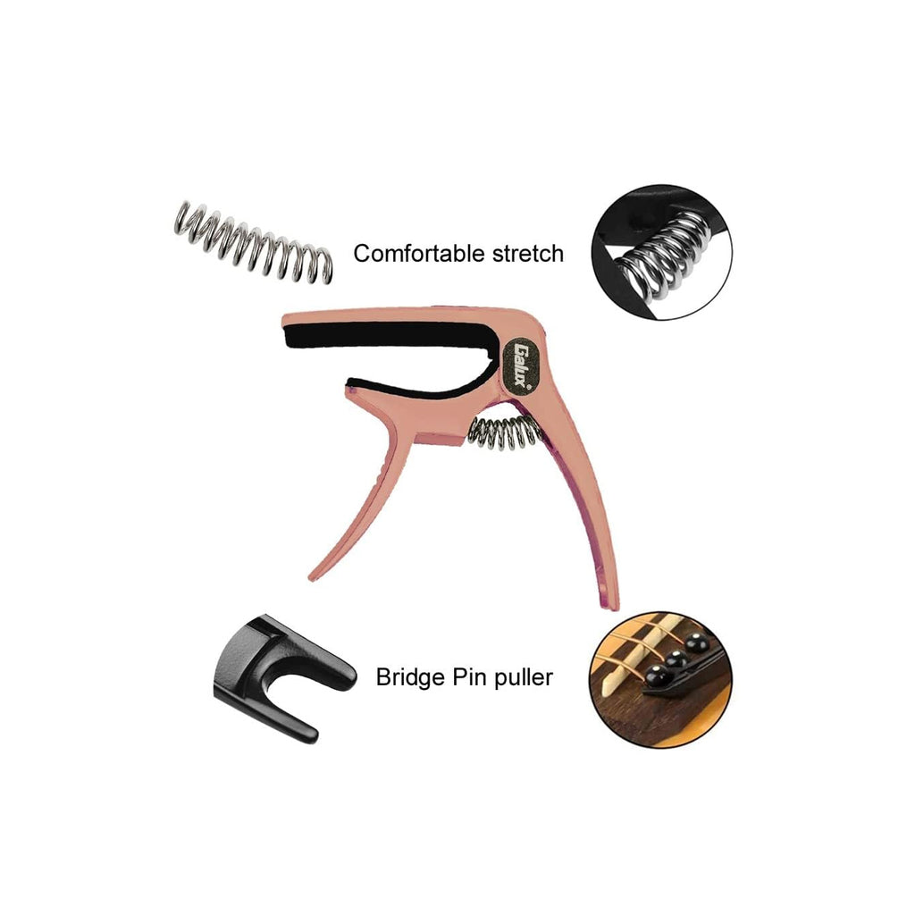 Galux GC-501A 3in1 Zinc Metal Capo for Acoustic and Electric Guitar (pink)