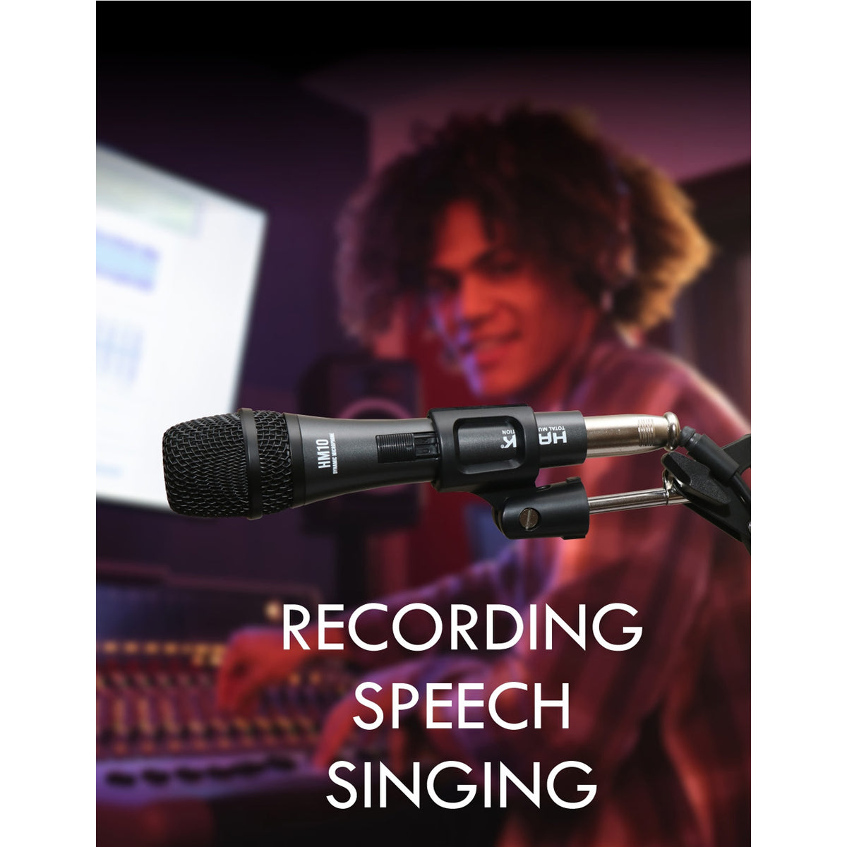 Hawk Proaudio HM 10 Handheld Dynamic Cardioid Wired Mic for Live, Recording, Speech with mic Holder and Pouch with ON/Off Swi