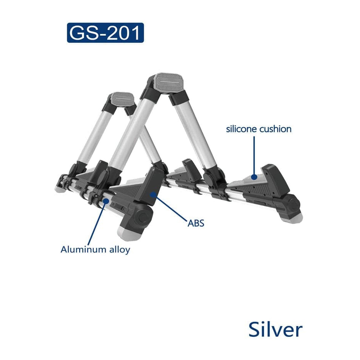 Galux GS201SL 2 in 1 Guitar Holder Stand - Silver